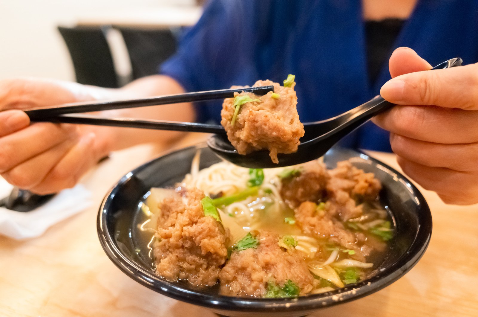 Pork Ribs Noodle Soup in a Bowl